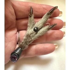 Antique Victorian Scottish Grouse Foot Kilt Pin Sterling Amethyst